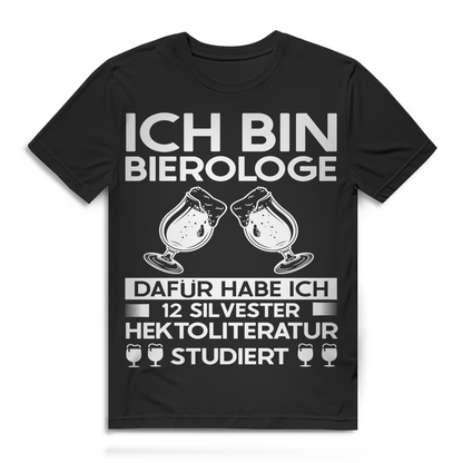 Herren T-Shirt Ich bin Bierologe 12 Silvester Hektoliteratur studiert