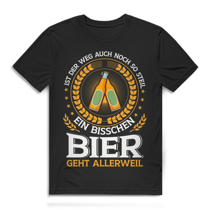 Herren T-Shirt Weg noch so steil ein Bier geht allerweil Bio Baumwolle
