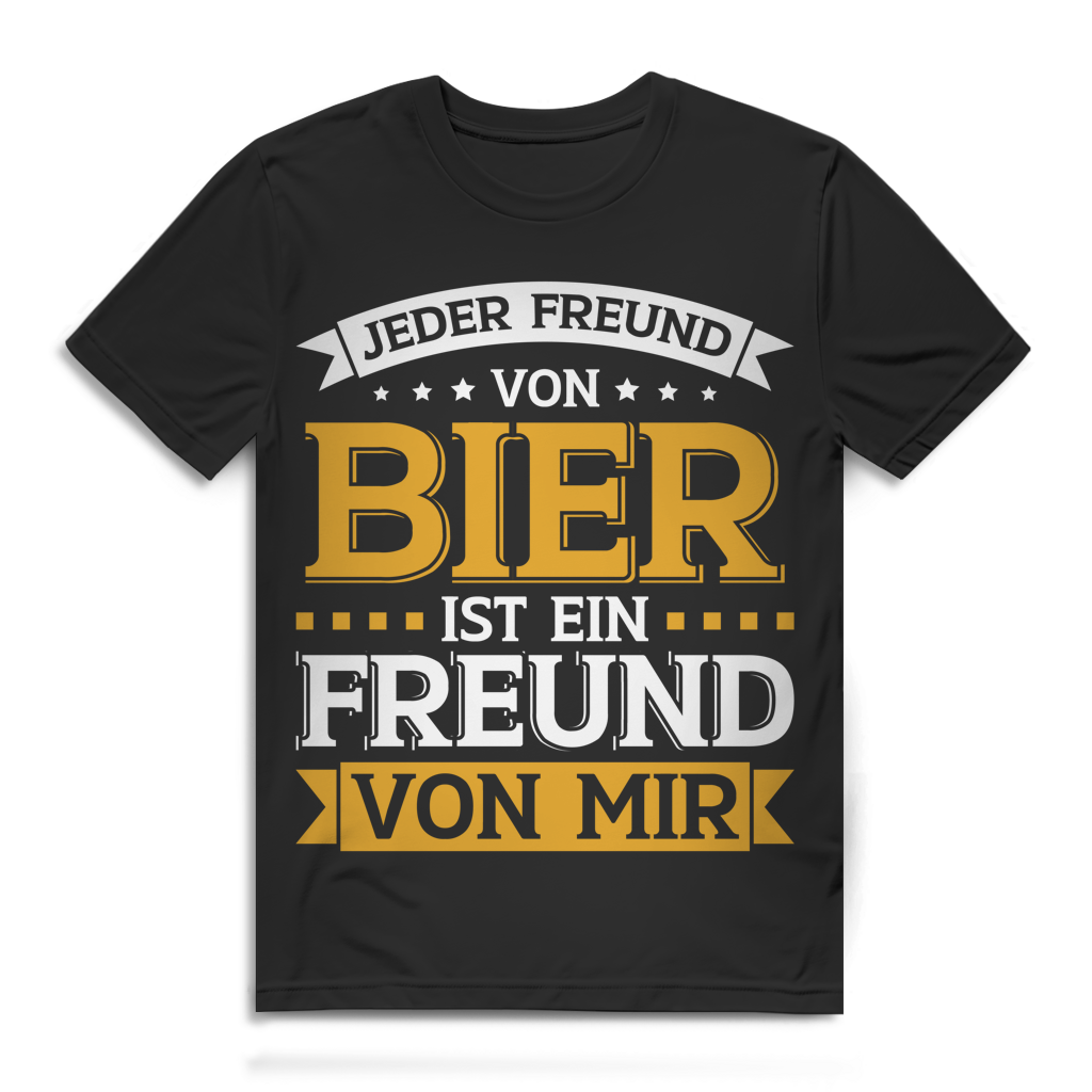 Herren T-Shirt Jeder Freund von Bier ist ein Freund von mir Bio Baumwolle Black
