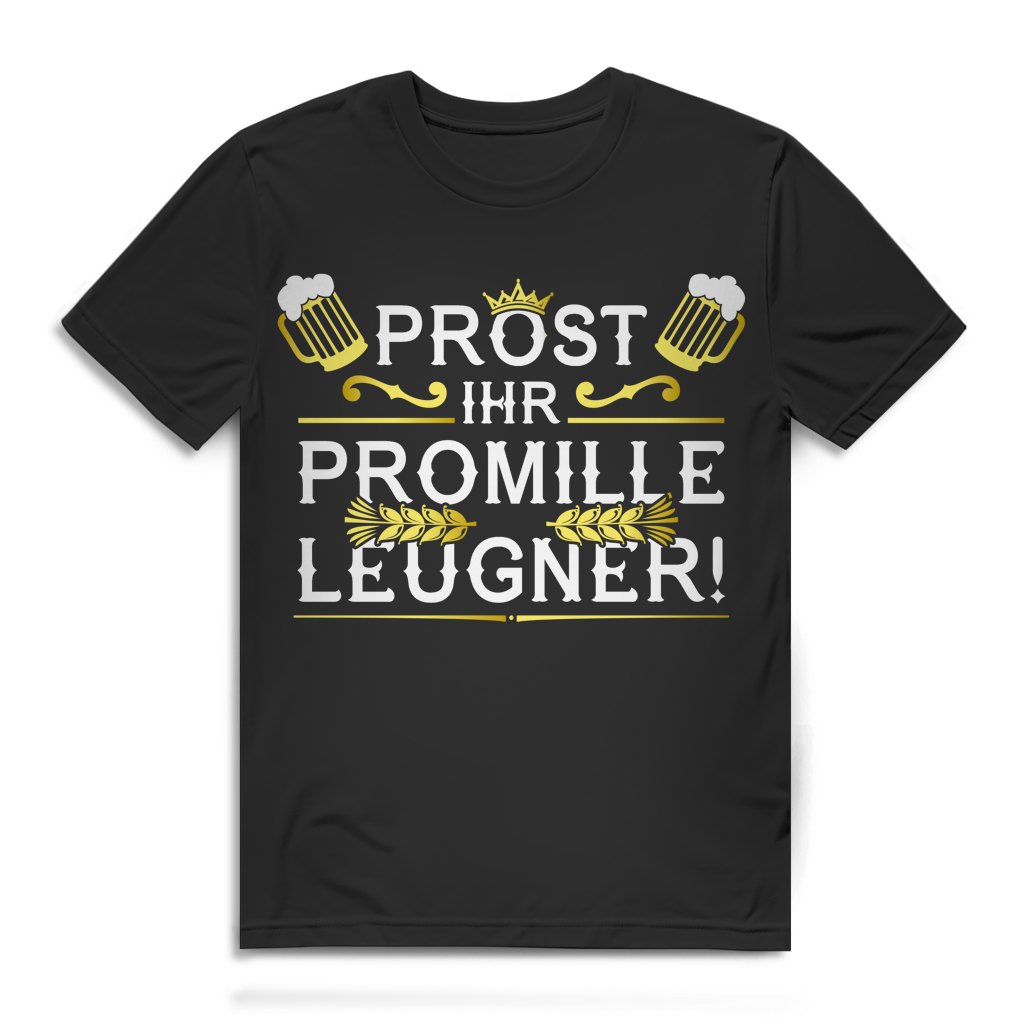 Herren T-Shirt Prost ihr Promille Leugner Trinkshirt Bio Baumwolle Black