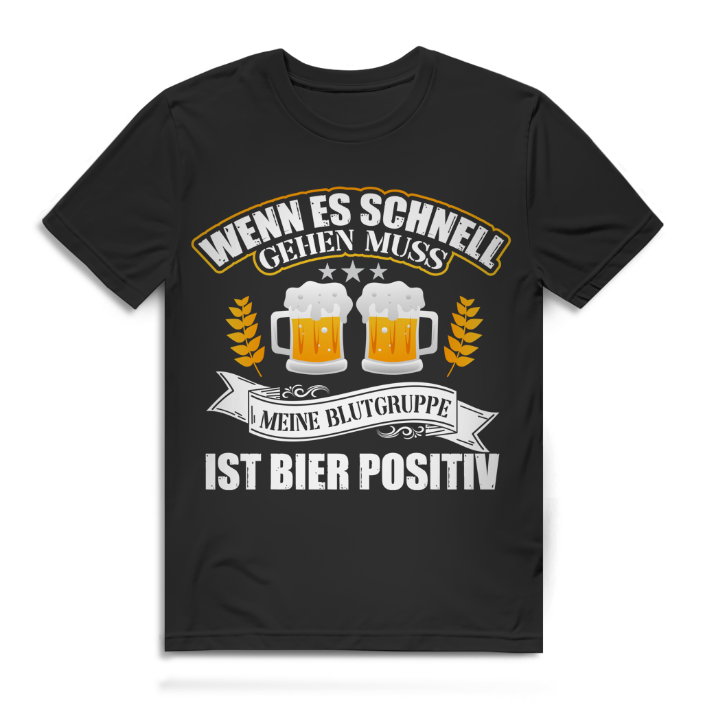Herren T-Shirt meine Blutgruppe ist Bier positiv Trinkshirt Bio Baumwolle Black