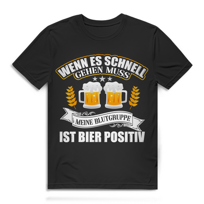 Herren T-Shirt meine Blutgruppe ist Bier positiv Trinkshirt Bio Baumwolle