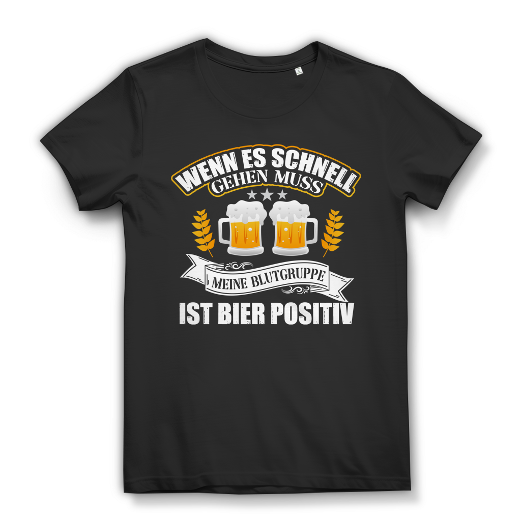 Damen T-Shirt meine Blutgruppe ist Bier positiv Trinkshirt Bio Baumwolle