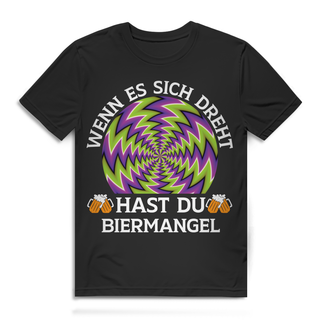 Herren T-Shirt Wenn es sich dreht hast du Biermangel Bio Baumwolle Black