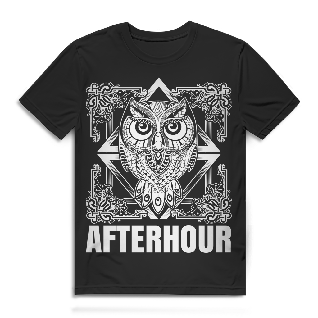 Herren T-Shirt Afterhour Eule Raver Shirt Bio Baumwolle Black