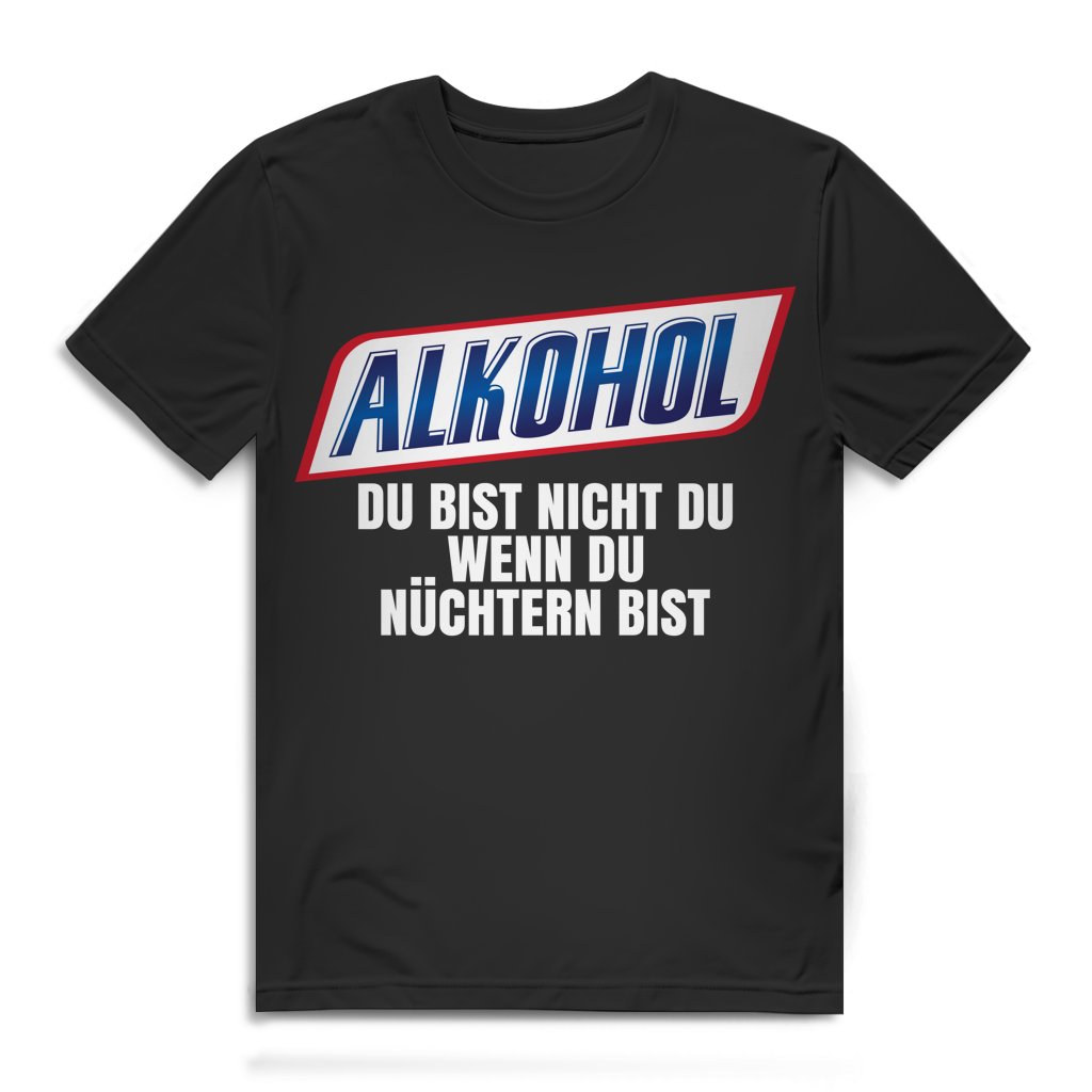 Herren T-Shirt Alkohol Du bist nicht du wenn du nüchtern bist Bio Baumwolle Black