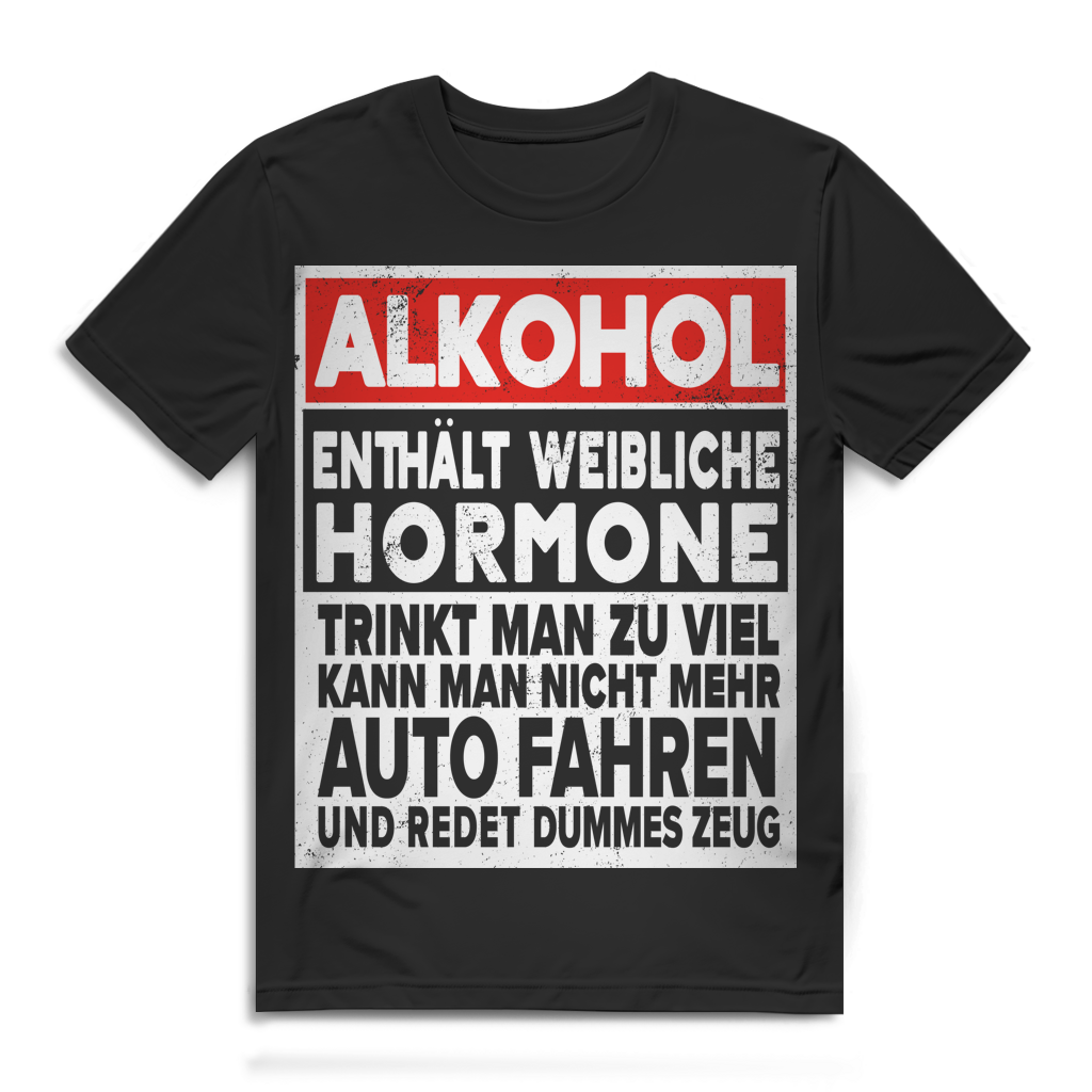 Alkohol enthält weibliche Hormone Herren T-Shirt Saufspruch Black
