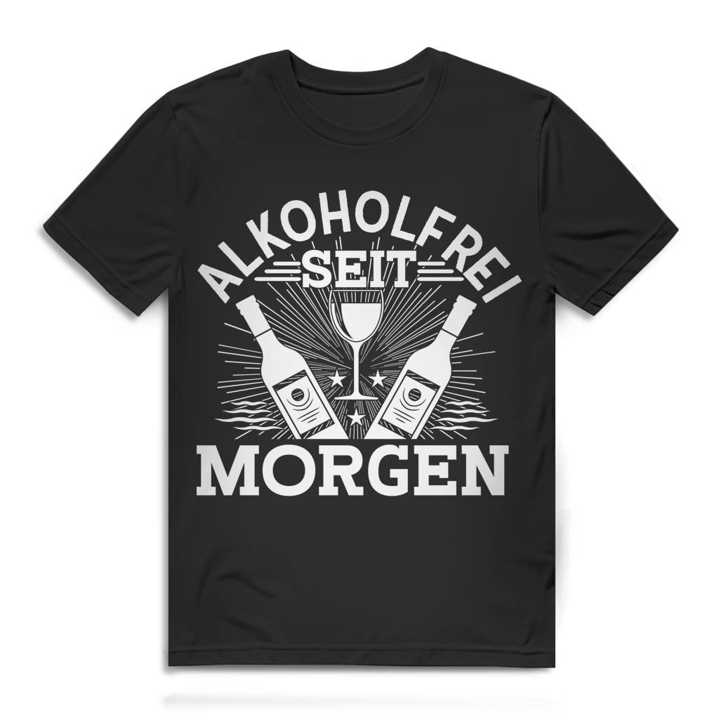 Herren T-Shirt Alkoholfrei seit Morgen Feierabend Bier Geschenk Black