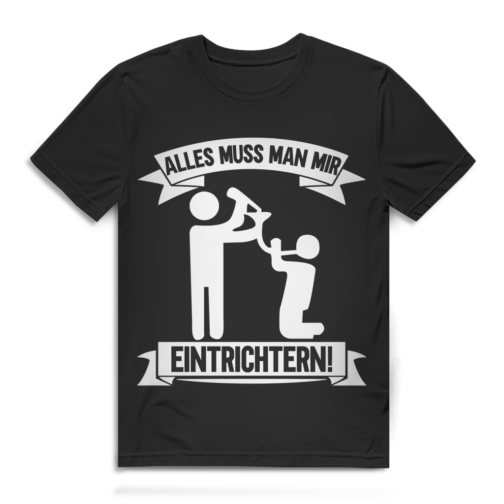 Herren T-Shirt Alkohol Alles muss man mir eintrichtern Bio Baumwolle Black