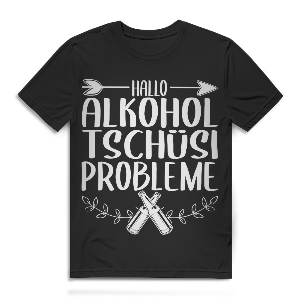 Hallo Alkohol Tschüsi Probleme Herren T-Shirt Bier Festival Party Black
