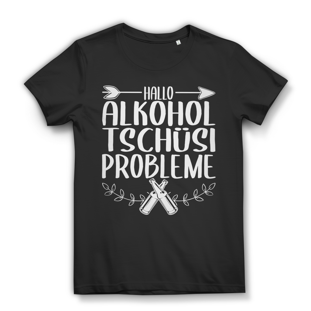 Hallo Alkohol Tschüsi Probleme Damen T-Shirt Bier JGA Festival Party Black