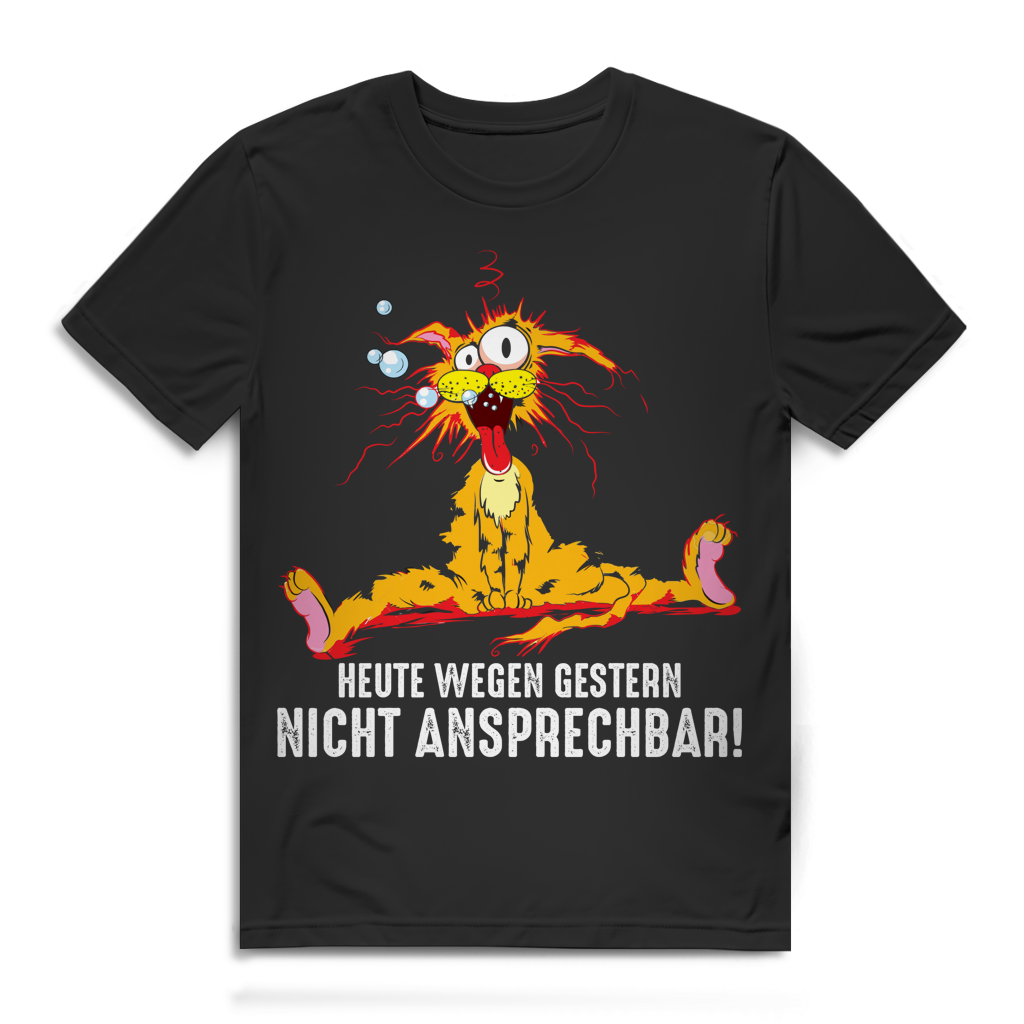 Heute wegen gestern nicht ansprechbar Herren T-Shirt Kater Saufshirt Black