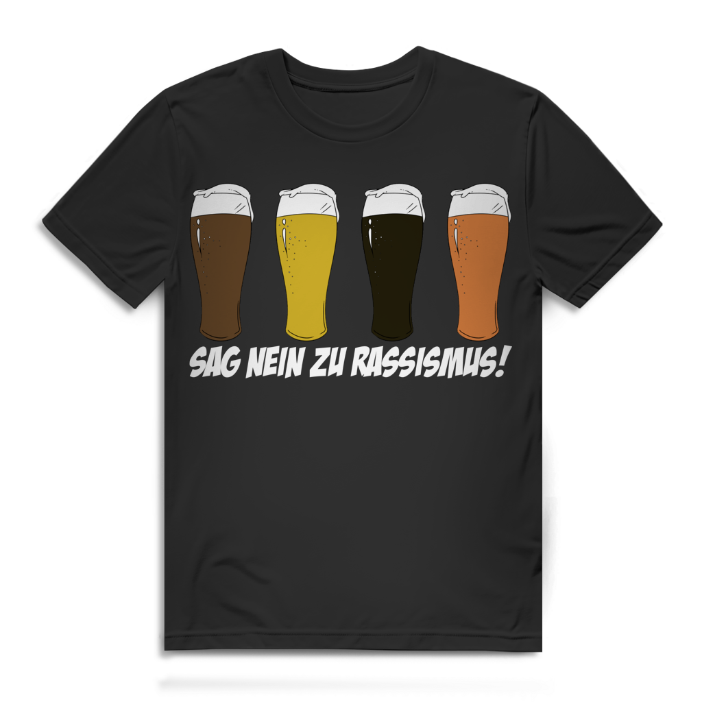 Sag Nein zu Rassismus Herren T-Shirt Bier Vielfalt Statement Shirt Black