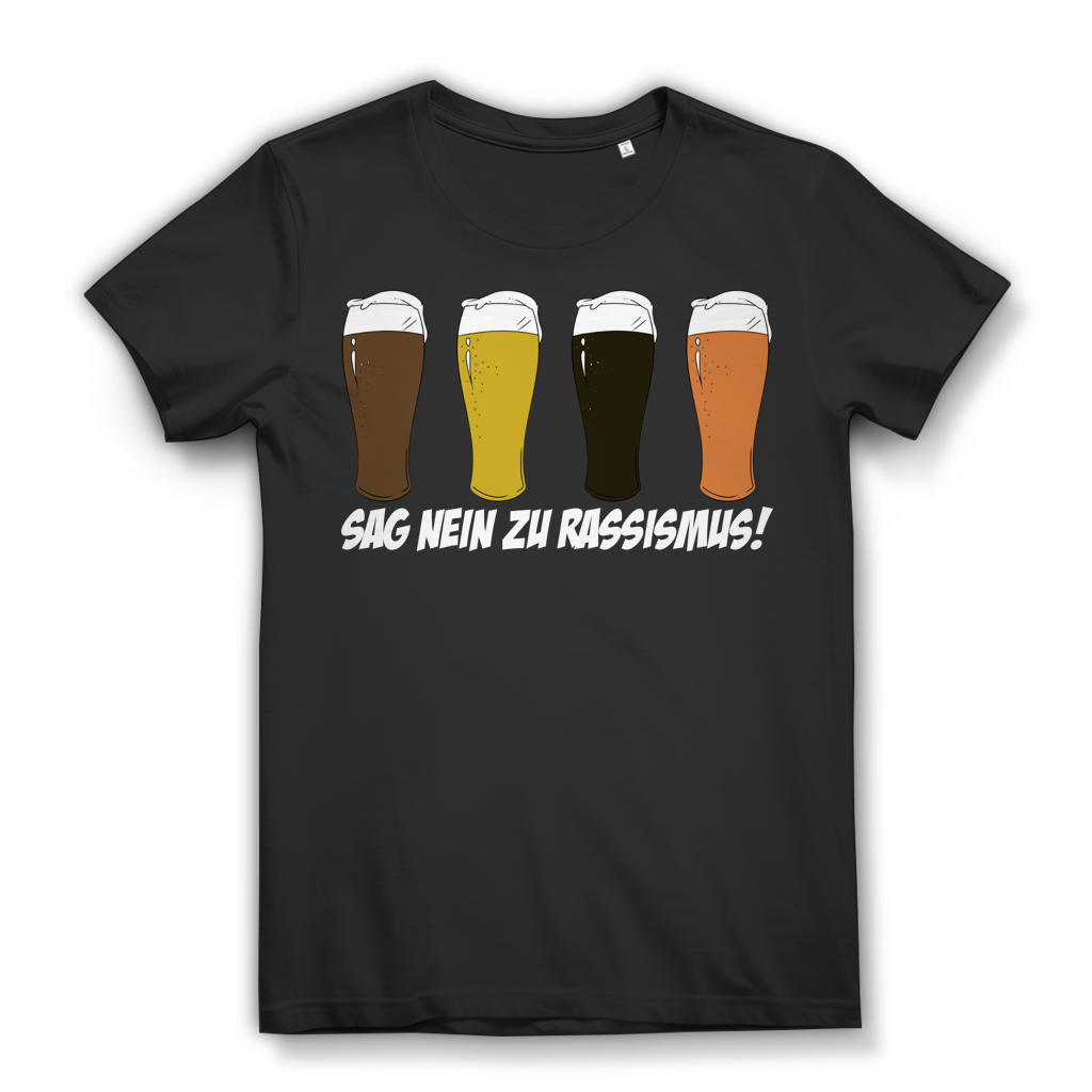 Sag Nein zu Rassismus Damen T-Shirt Bier Vielfalt Statement Shirt Black