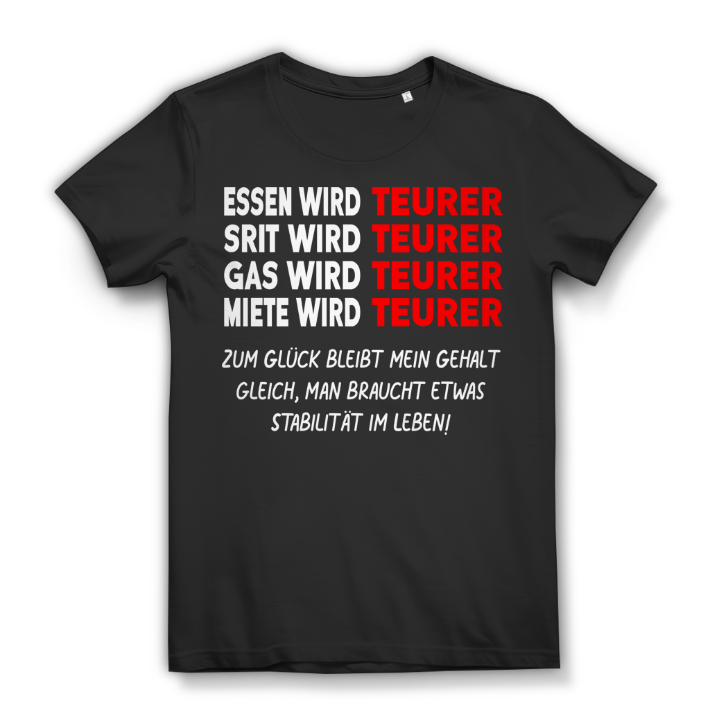 Essen Sprit Gas Miete wird teurer Gehalt bleibt gleich Damen T-Shirt Black