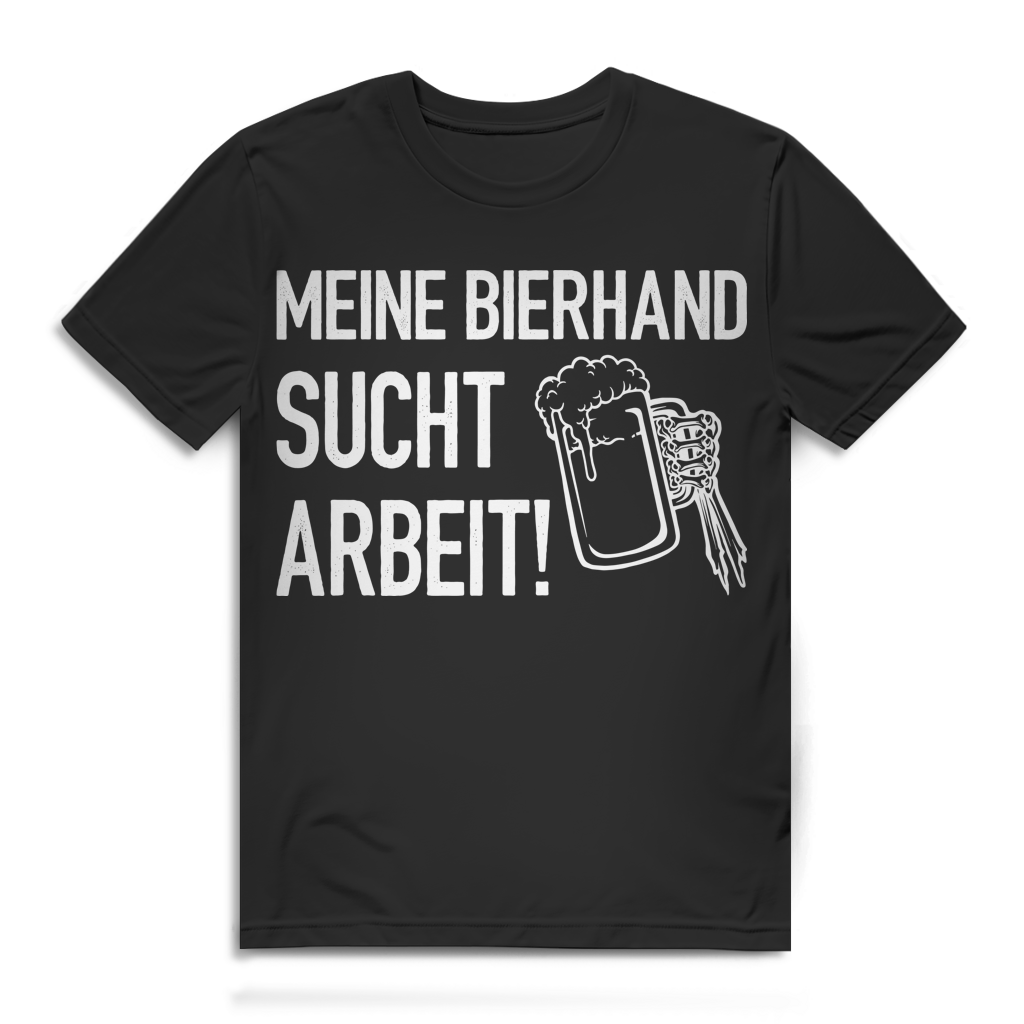 Meine Bierhand sucht Arbeit Herren T-Shirt Bierkrug Bier Black