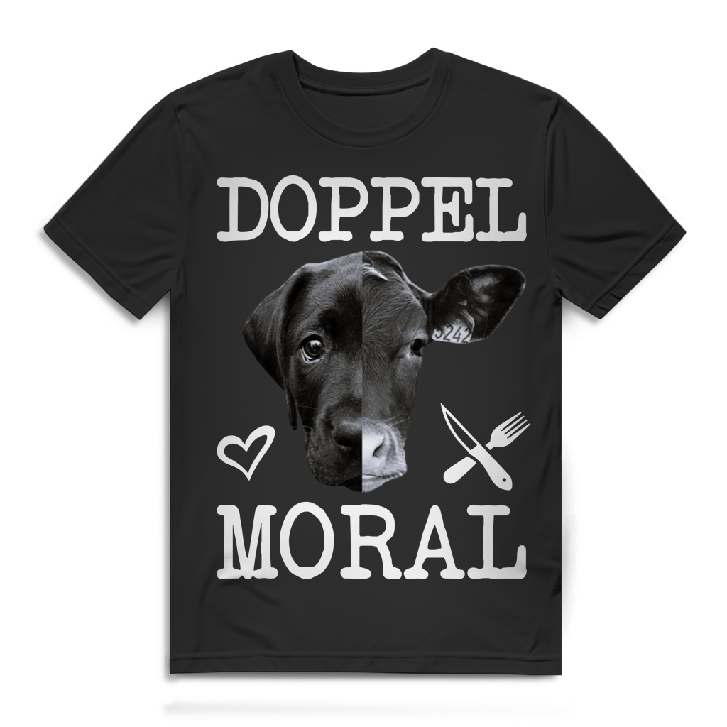 Doppelmoral Hund Kuh Herren T-Shirt Vegan Tierschutz Tierrechte Black