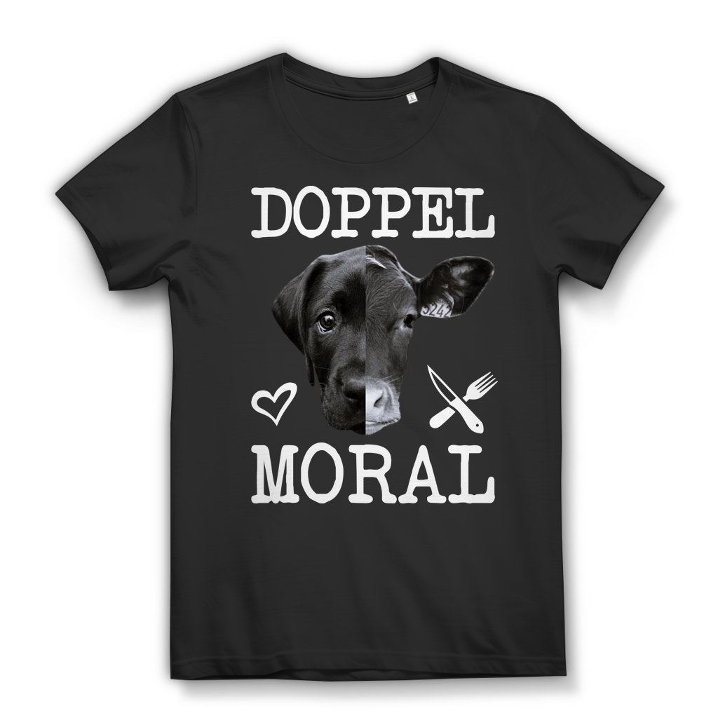 Doppelmoral Hund Kuh Damen T-Shirt Vegan Tierschutz Tierrechte Black