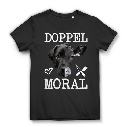 Doppelmoral Hund Kuh Damen T-Shirt Vegan Tierschutz Tierrechte