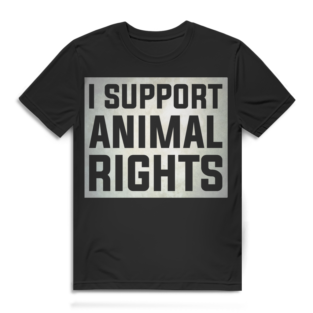 I Support Animal Rights Herren T-Shirt Tierrechte Vegan Bio Baumwolle Black