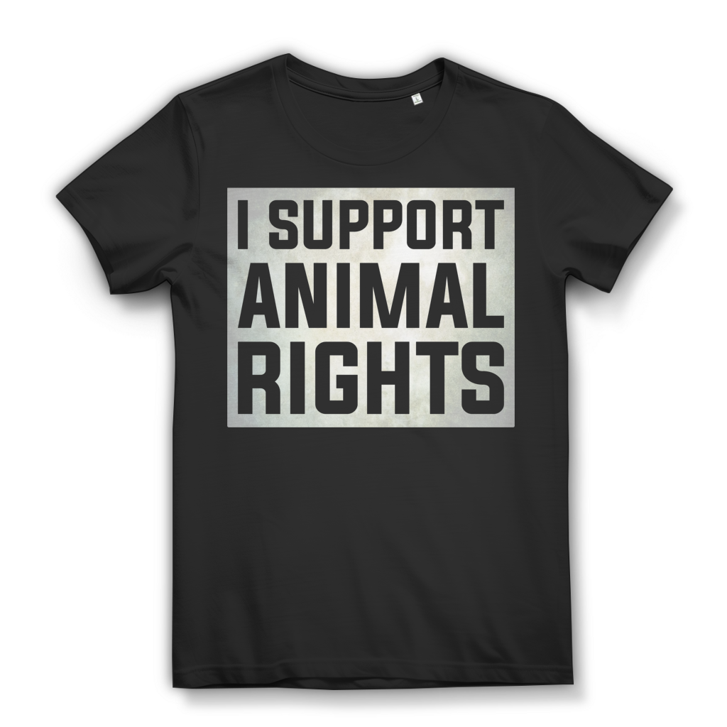 I Support Animal Rights Damen T-Shirt Tierrechte Vegan Bio Baumwolle Black