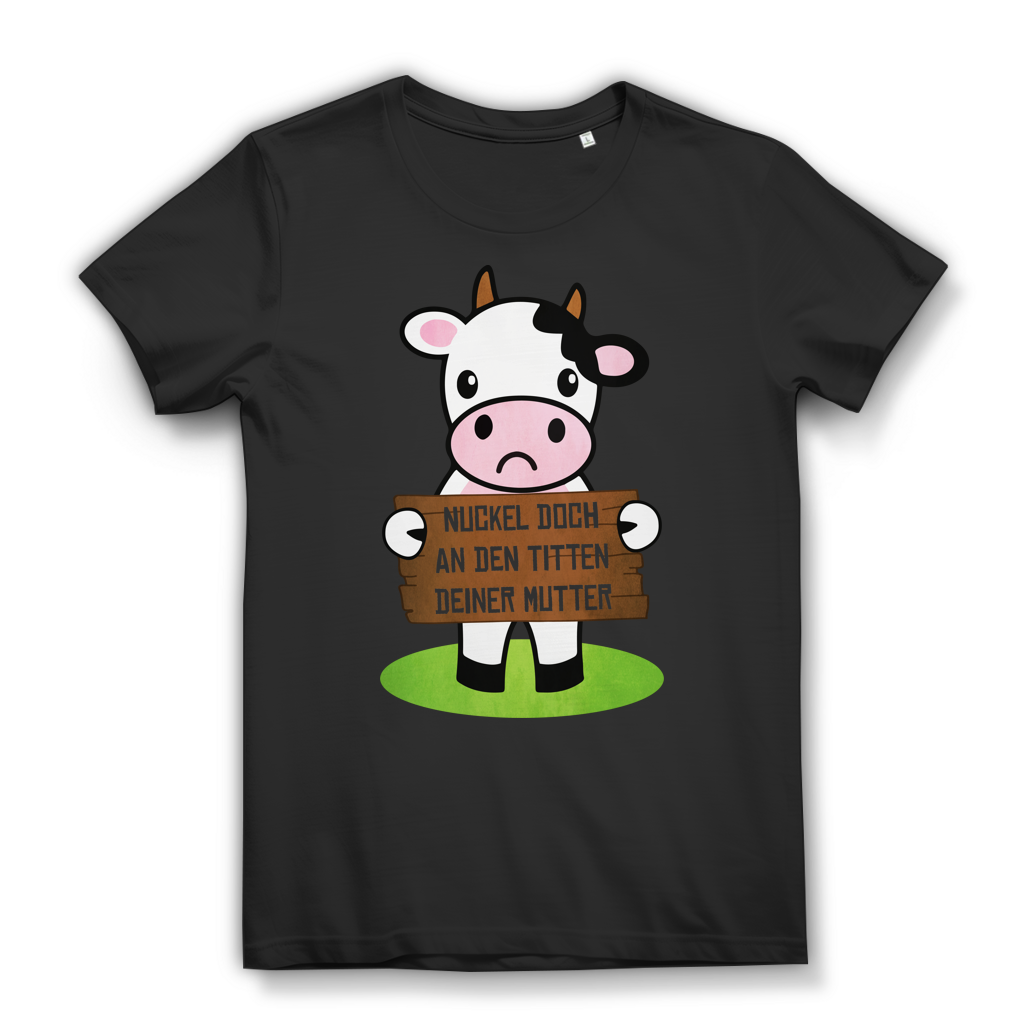 Nuckel An Den Titten Deiner Mutter Damen T-Shirt Kuh Vegan Milch Black