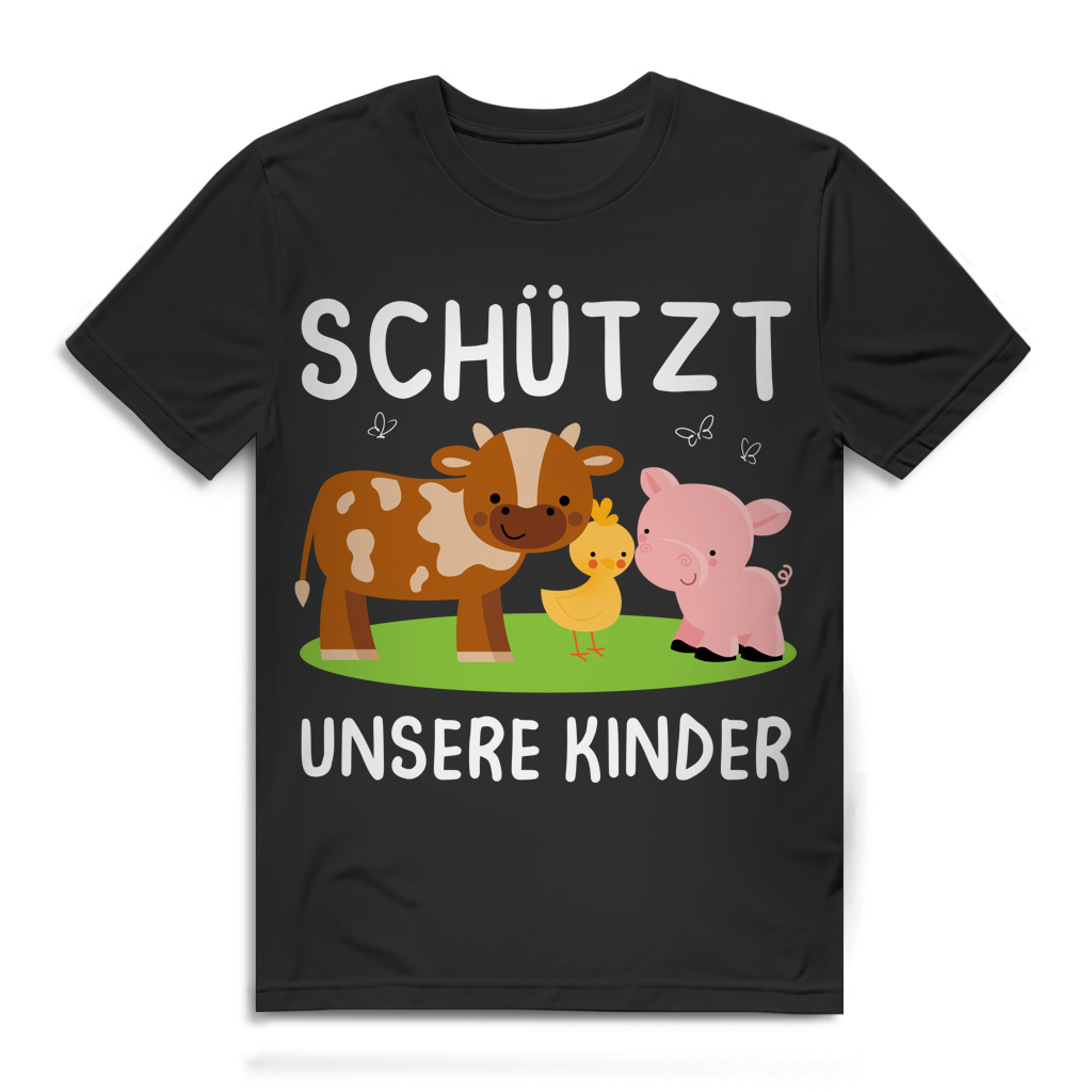 Schützt unsere Kinder Herren T-Shirt Tierschutz Vegan Bio Baumwolle Black