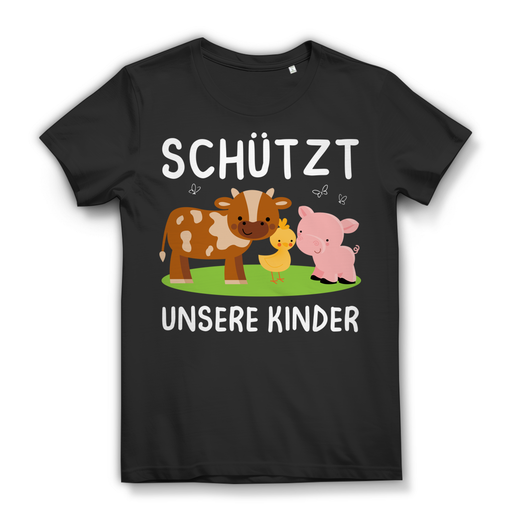 Schützt unsere Kinder Damen T-Shirt Tierschutz Vegan Bio Baumwolle Black