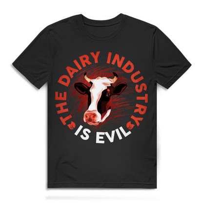 The Dairy Industry Is Evil Herren T-Shirt Vegan Milchindustrie Kuh