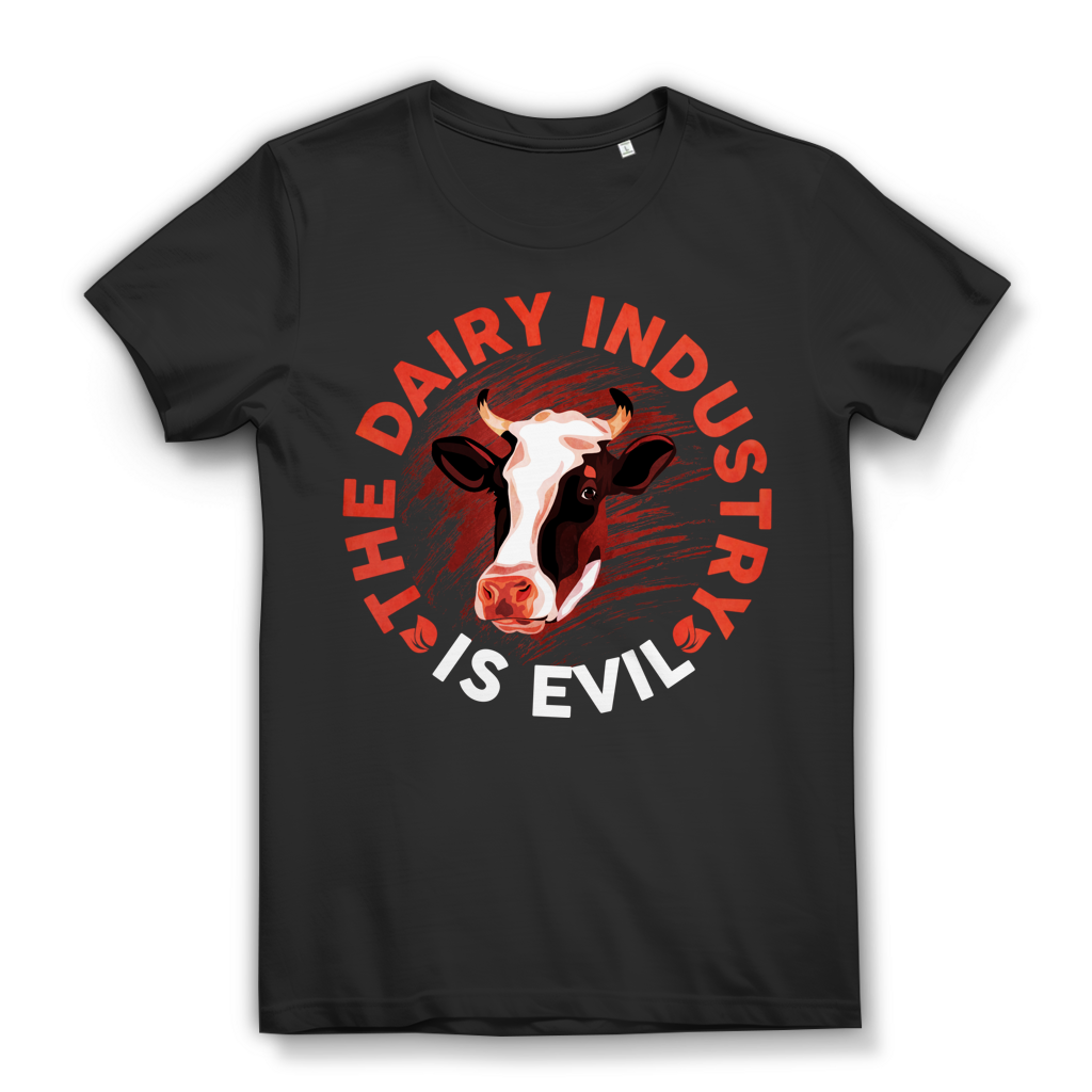 The Dairy Industry Is Evil Damen T-Shirt Vegan Milchindustrie Kuh Black