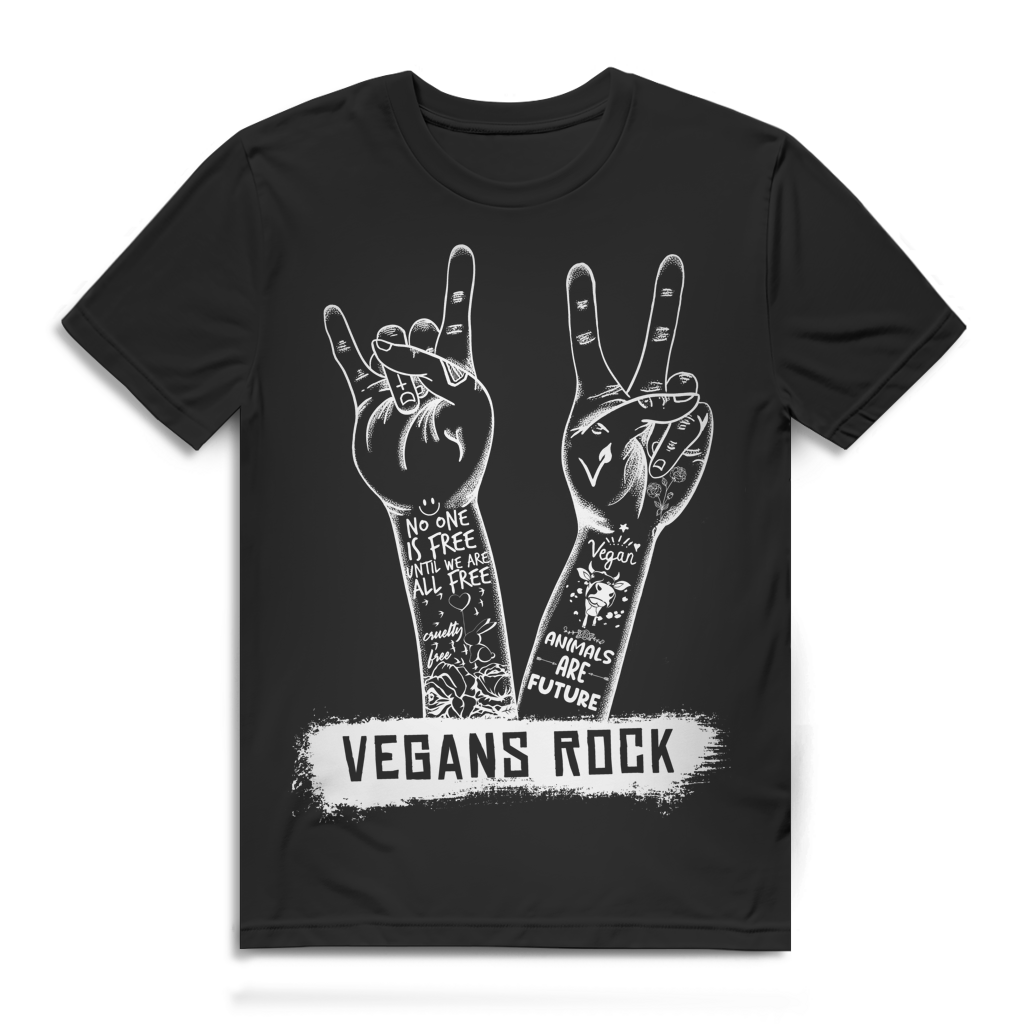Vegans Rock Herren T-Shirt Vegan Tierrechte Cruelty Free Black