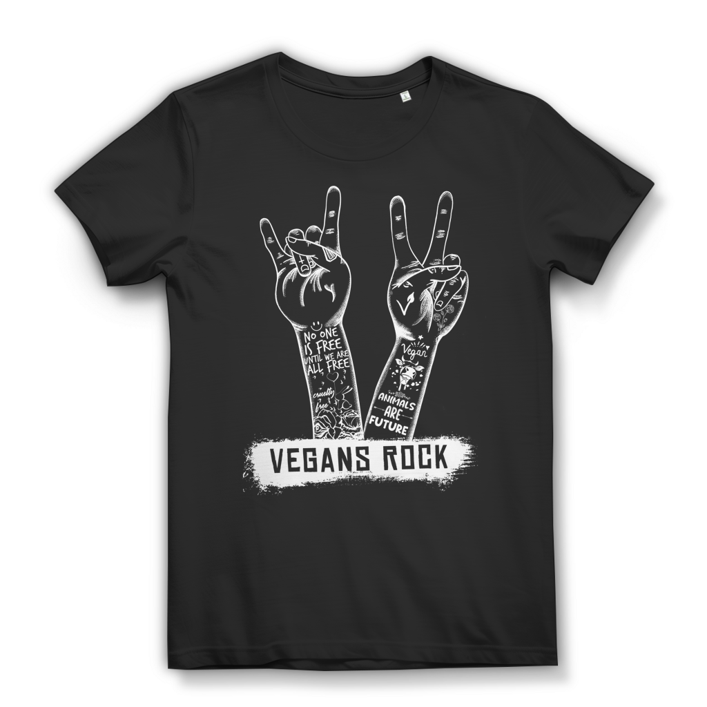 Vegans Rock Damen T-Shirt Vegan Tierrechte Cruelty Free Black