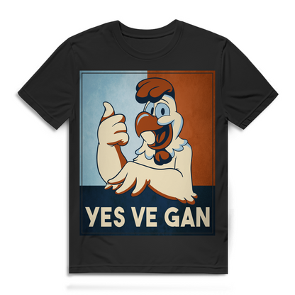 Yes Ve Gan Herren T-Shirt Vegan Huhn Retro Wortspiel Bio Baumwolle