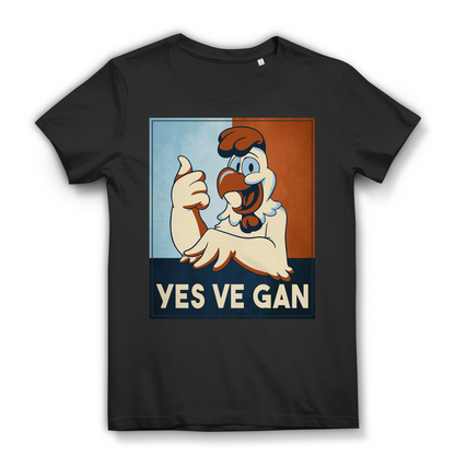 Yes Ve Gan Damen T-Shirt Vegan Huhn Retro Wortspiel Bio Baumwolle