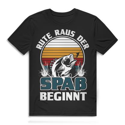 Rute raus der Spaß beginnt Herren T-Shirt Angler Vintage Bio Baumwolle
