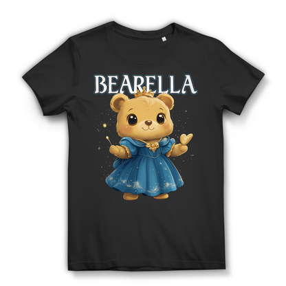 Bearella Damen T-Shirt Bär Prinzessin Märchen Cartoon Bio Baumwolle