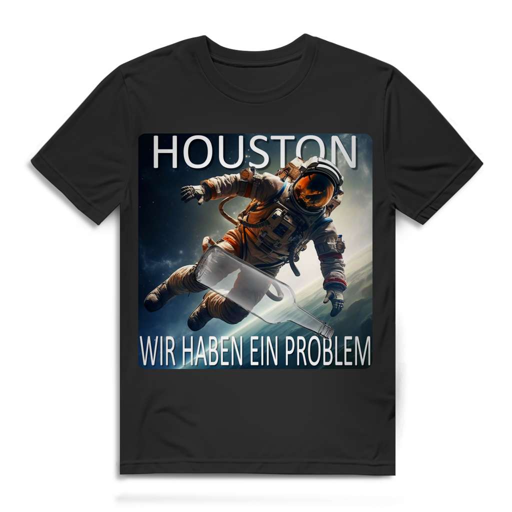 Houston Wir Haben Ein Problem Herren T-Shirt Bier Astronaut Weltraum Black