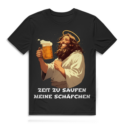 Zeit Zu Saufen Meine Schäfchen Herren T-Shirt Jesus Bier Parodie