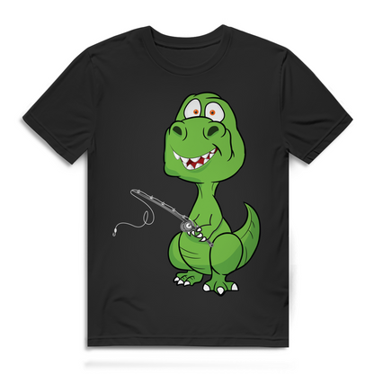 T-Rex Angeln Herren T-Shirt Dinosaurier Angler Cartoon Angelrute
