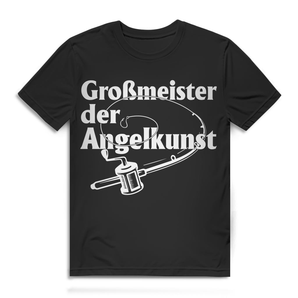 Großmeister der Angelkunst Herren T-Shirt Angler Angelrute Bio Baumwolle Black