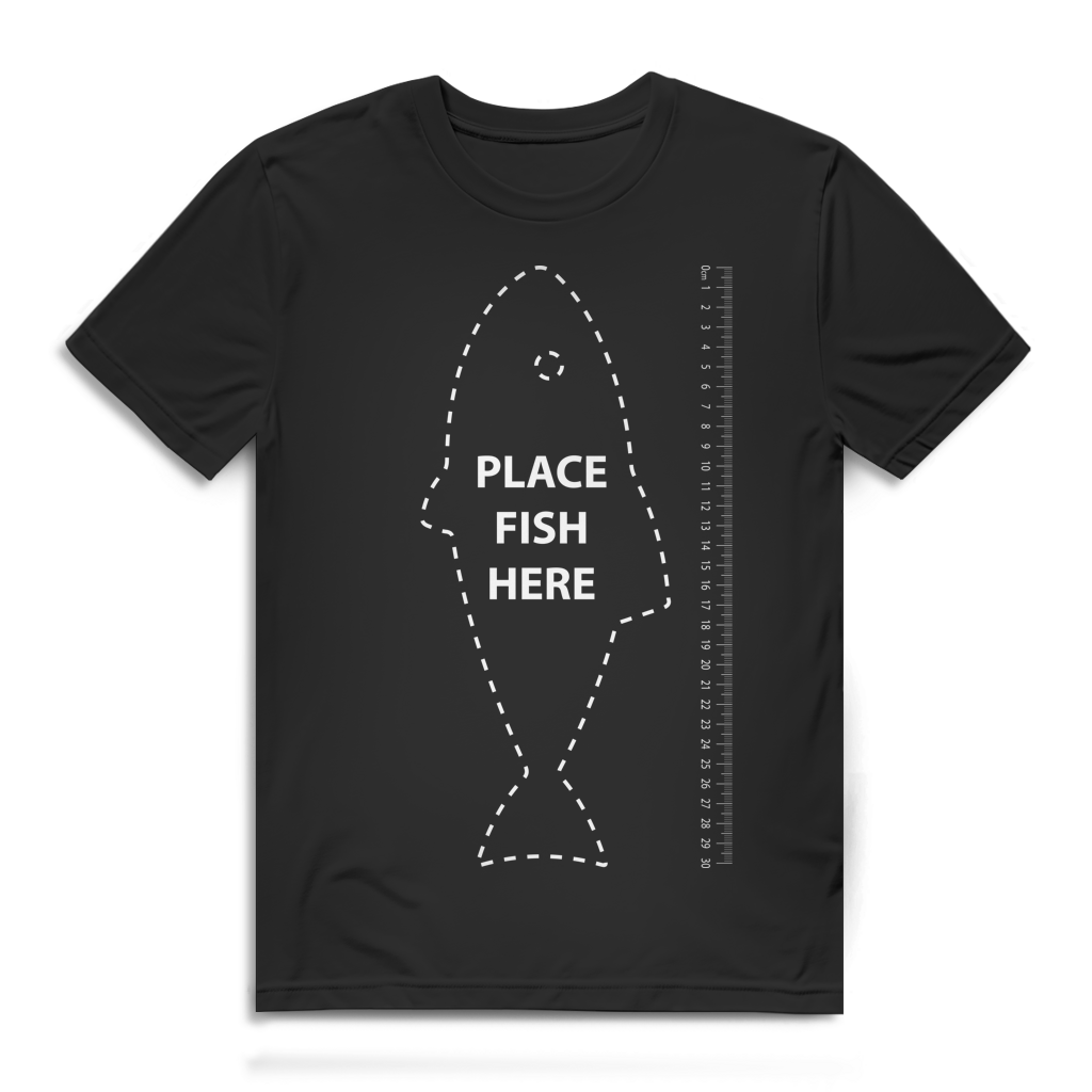 Place Fish Here Herren T-Shirt Angler Angeln Fisch Messen Lineal