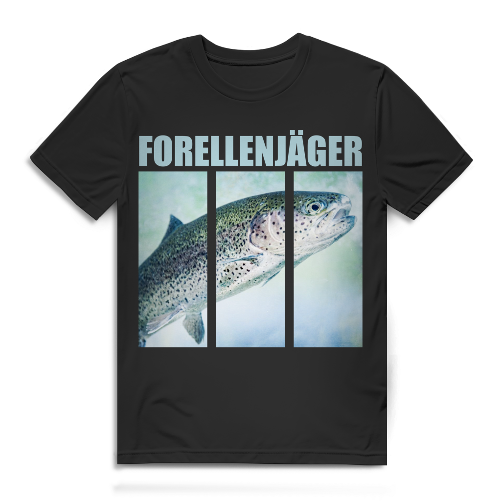 Forellenjäger Herren T-Shirt Forellenangler Bachforelle Fliegenfischen Black