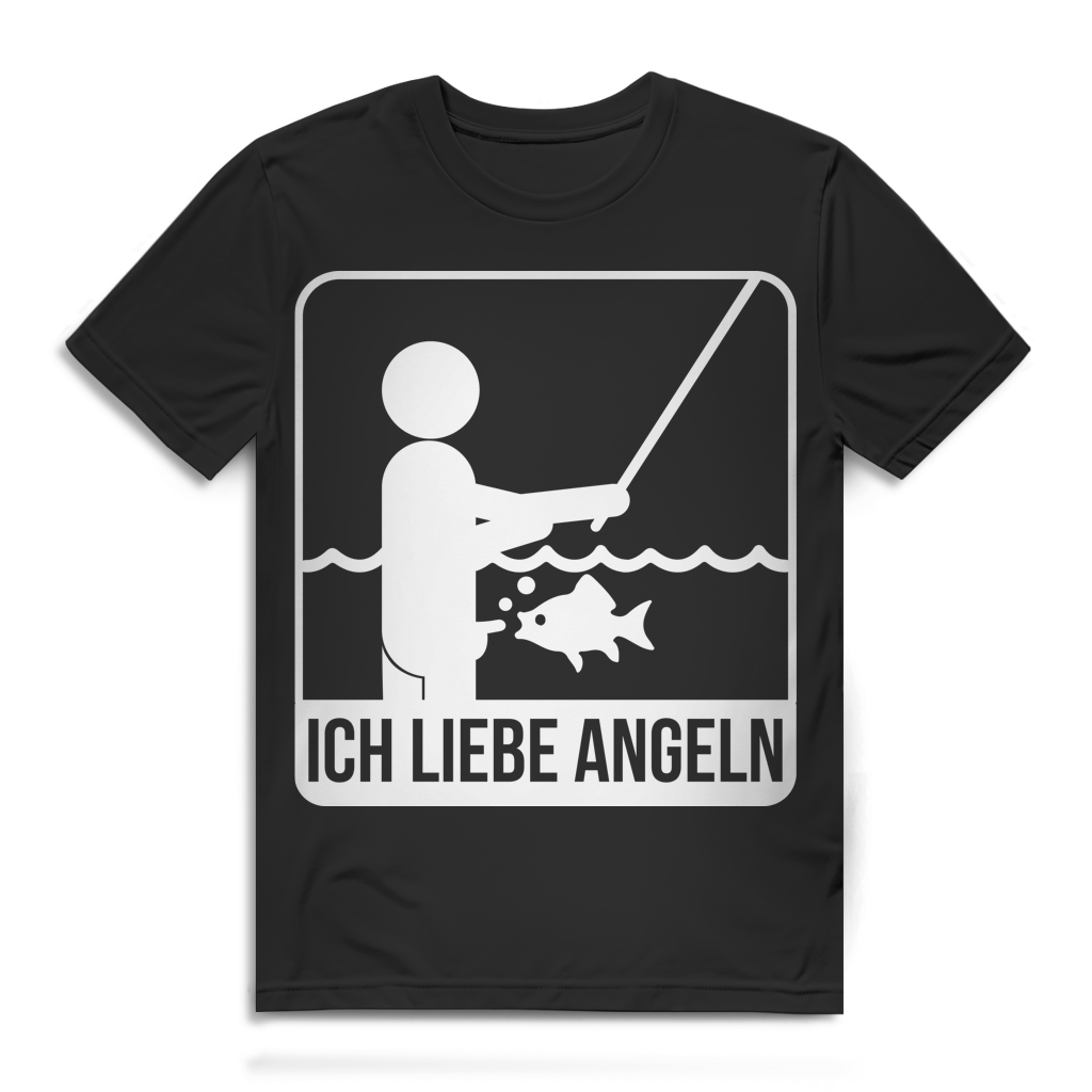 Ich liebe Angeln Herren T-Shirt Angler Fishing Piktogramm