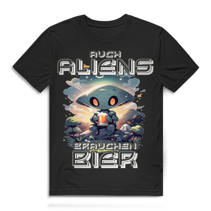 Auch Aliens brauchen Bier Herren T-Shirt Anime Alien Biertrinker