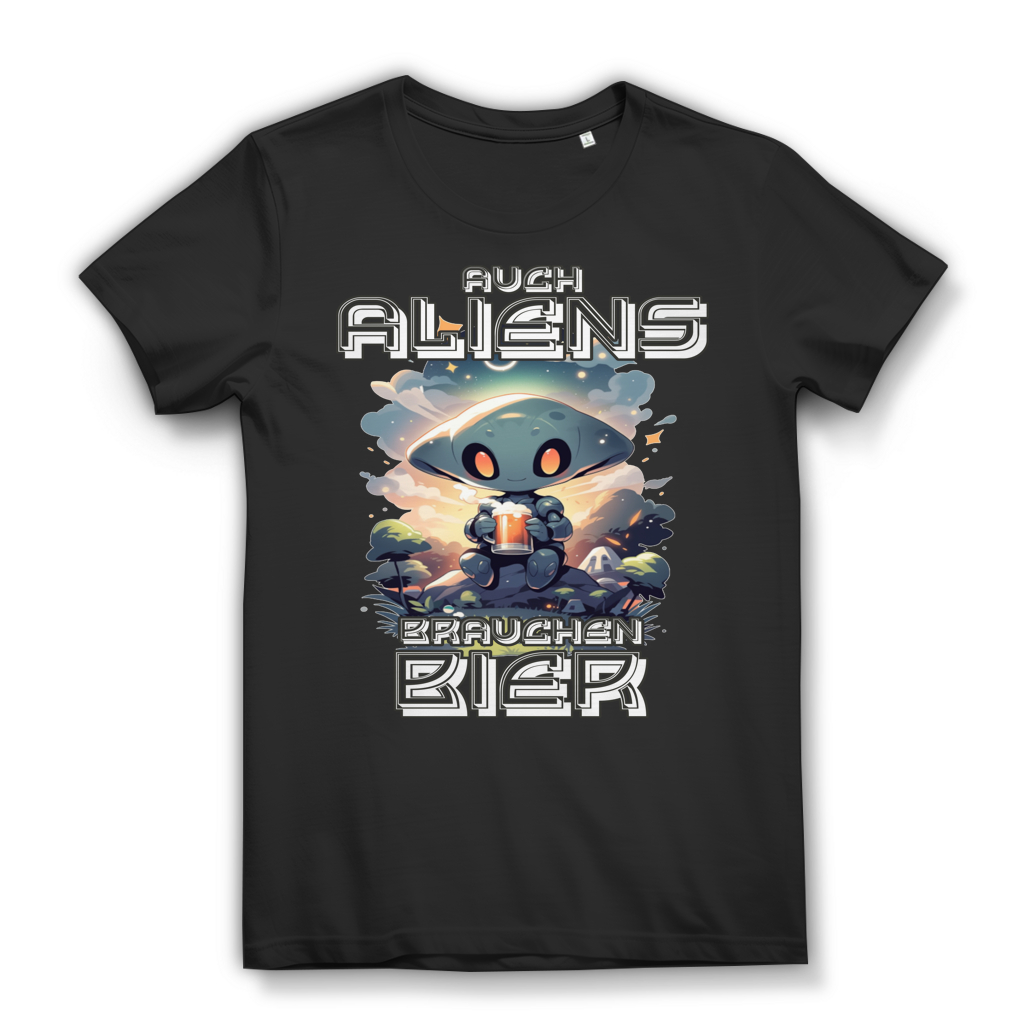 Auch Aliens brauchen Bier Damen T-Shirt Anime Alien Black