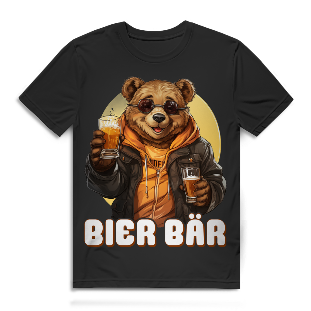 Bier Bär Herren T-Shirt Biertrinker Braunbär Sonnenbrille