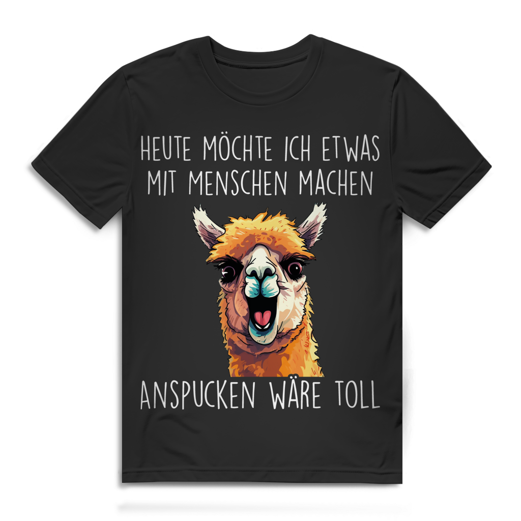 Heute möchte ich Menschen anspucken Lama Alpaka Herren T-Shirt Black