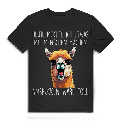 Heute möchte ich Menschen anspucken Lama Alpaka Herren T-Shirt
