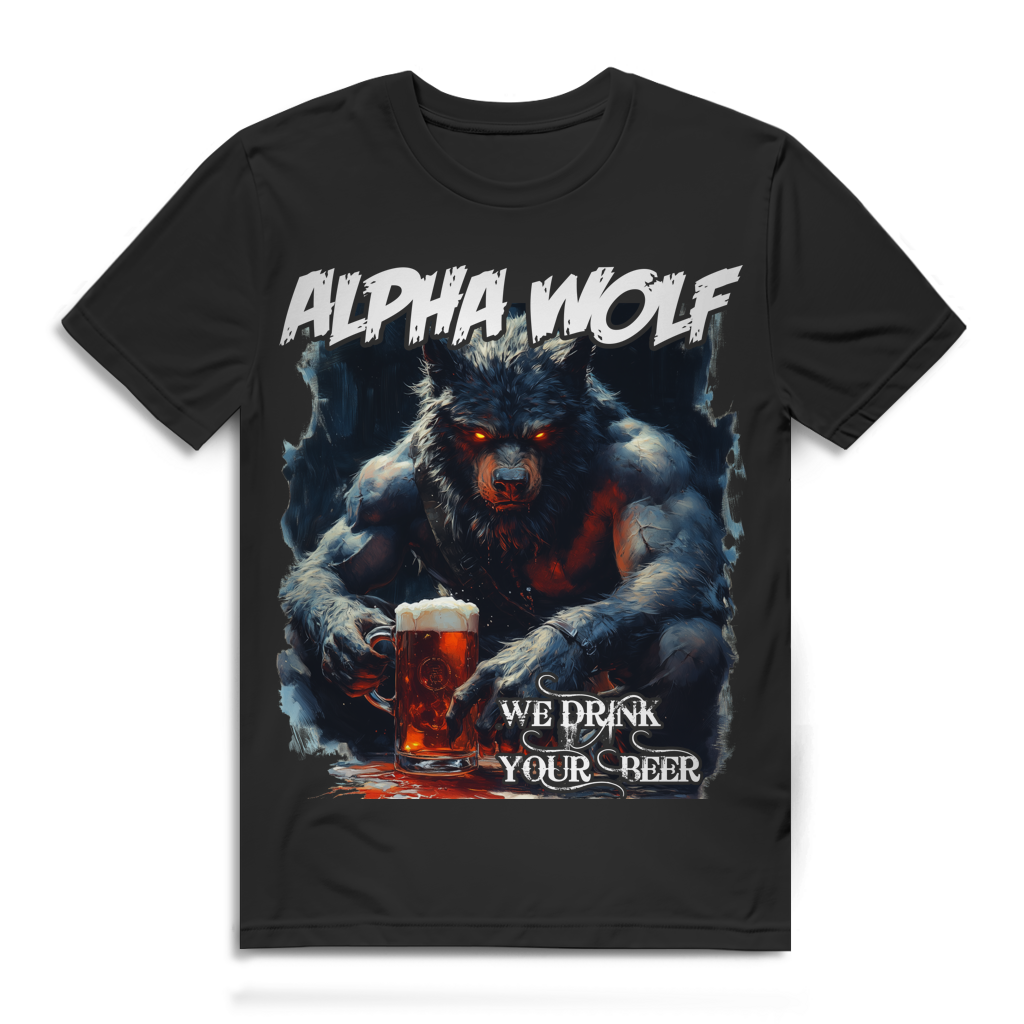 Alpha Wolf We Drink Your Beer Herren T-Shirt Werwolf