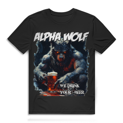 Alpha Wolf We Drink Your Beer Herren T-Shirt Werwolf